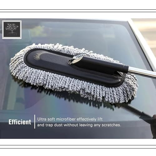 Sulfar Car Duster, Extendable Long Handle Microfiber Car Duster Exterior Scratch Free Car Cleaning Tool, Car Dust Brush for Pickup, SUV, RV, Motorcycle, Truck, Vehicles Cleaning (Grey) - Image 4