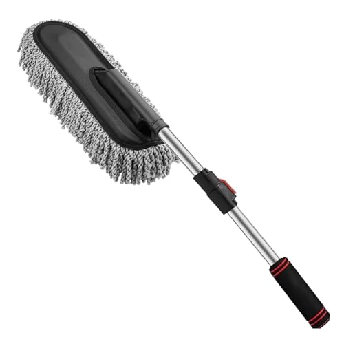 Sulfar Car Duster, Extendable Long Handle Microfiber Car Duster Exterior Scratch Free Car Cleaning Tool, Car Dust Brush for Pickup, SUV, RV, Motorcycle, Truck, Vehicles Cleaning (Grey) - Image 1