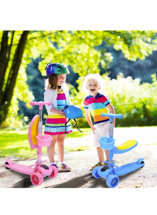 Beauenty 2 in 1 Scooters For Kids Toddler Scooter For Ages 2-12 Music&Light Display Kids Scooter Kick Scooter With Foldable Seat 3 Wheel Scooter And Adjustble Height  - Image 5