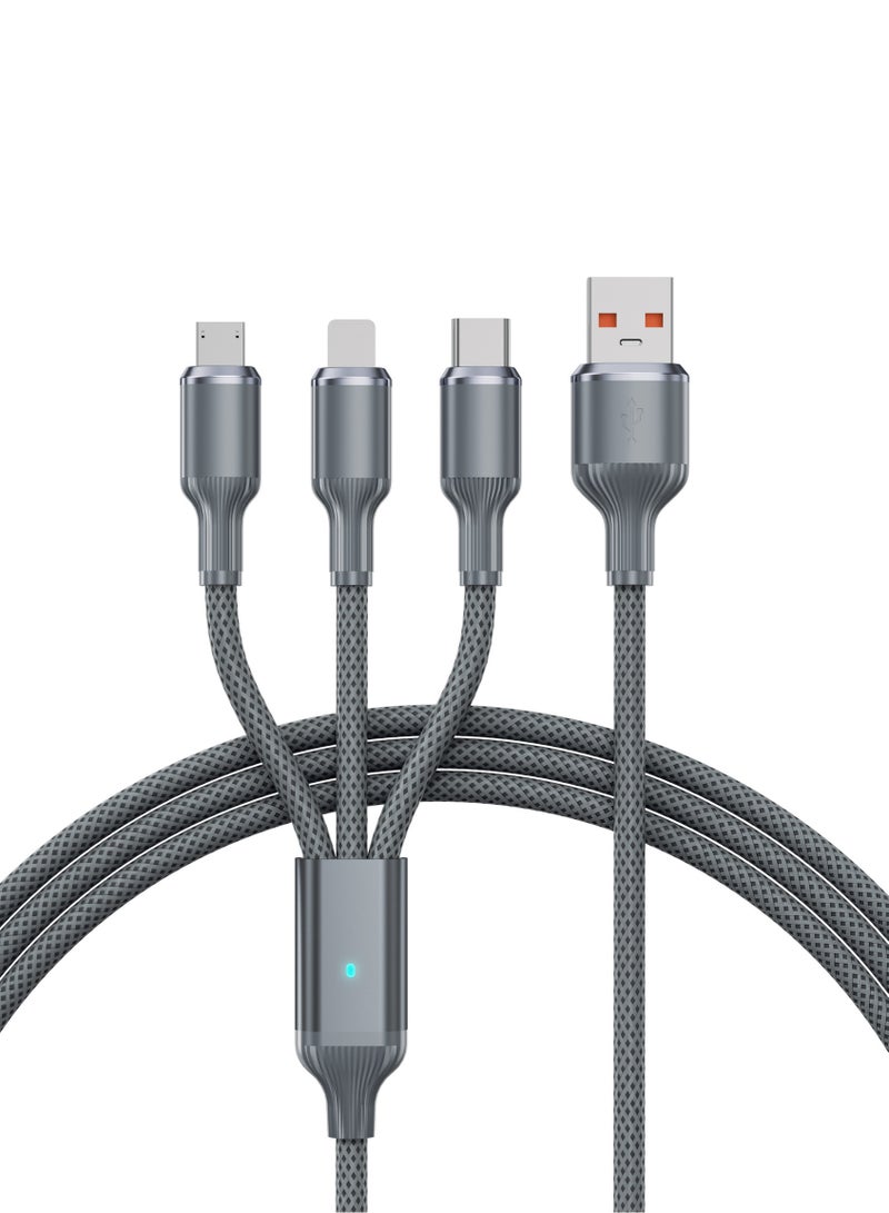 DC-ITECH 3 in 1 Fast Charging Cable, 100W Super Fast Charging with 120 Upgraded Copper Cores, Anti-Oxidation Tungsten Connector Smart Identification and 480Mbps Data Sync, for Home/Car/Office Use - Image 1