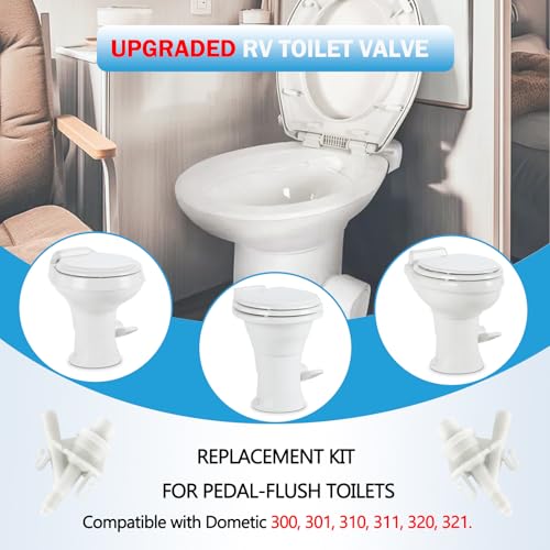Rakiyada Upgraded RV Toilet Valve Replacement Kit Compatible with Dometic 300 310 320 400 410 420 385311641 Dometic RV Toilet Parts with 385311658 Toilet Seal for PedalFlush Toilets - Image 3