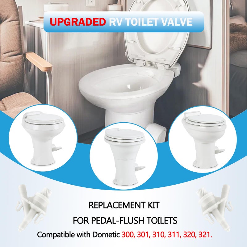 Rakiyada Upgraded RV Toilet Valve Replacement Kit Compatible with Dometic 300 310 320 400 410 420 385311641 Dometic RV Toilet Parts with 385311658 Toilet Seal for PedalFlush Toilets - Image 4