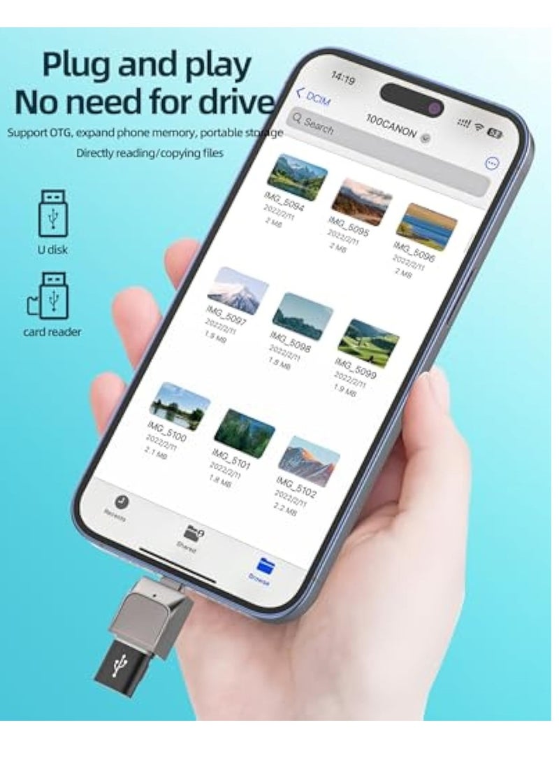 Barakah USB C to OTG TF Adapter, Type C USB Micro SD Memory Card Reader, Multiport Thunderbolt Docking Station, SD Card Reader, Dongle Flash Drive for Apple iPhone 15 Pro Max MacBook iPad Air4 - Image 3