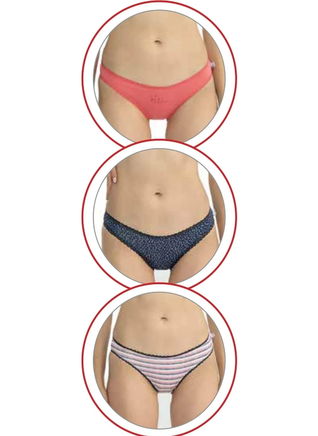 U.S. Polo Assn. 66432 Women's Mixed Pattern Cotton 3-Pack Briefs-Coral