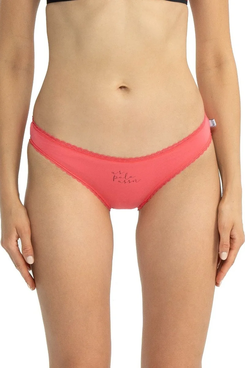 U.S. Polo Assn. 66432 Women's Mixed Pattern Cotton 3-Pack Briefs-Coral