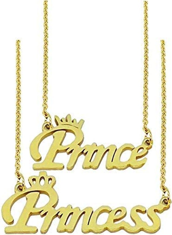 AJS Valentine Gift Couple Prince Princess Letter Locket With Chain Stainless Steel - Image 2