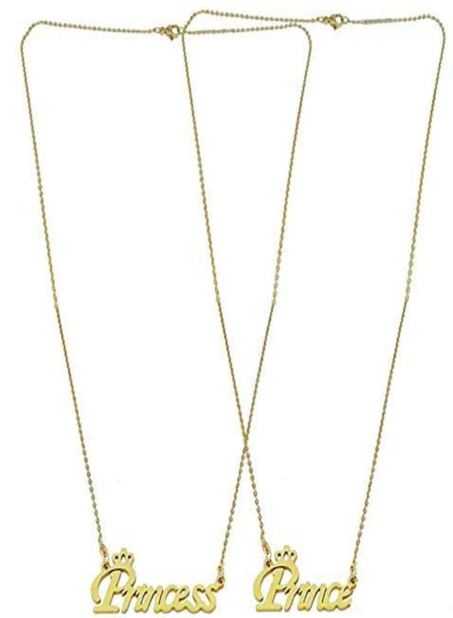 AJS Valentine Gift Couple Prince Princess Letter Locket With Chain Stainless Steel - Image 1