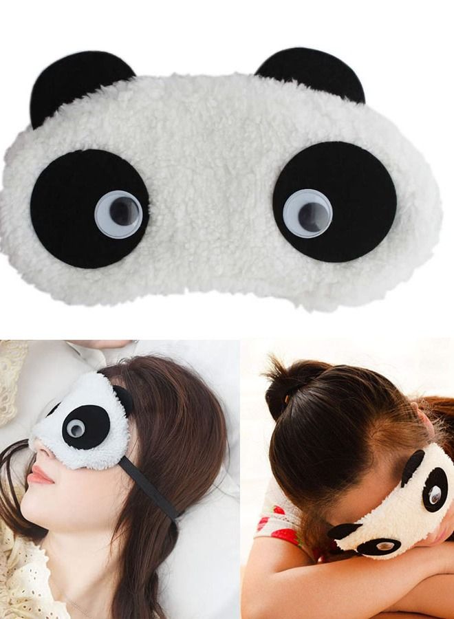 Eye mask in the form of blindfold that covers the eyes for sleeping while traveling with black/white panda design - Image 1