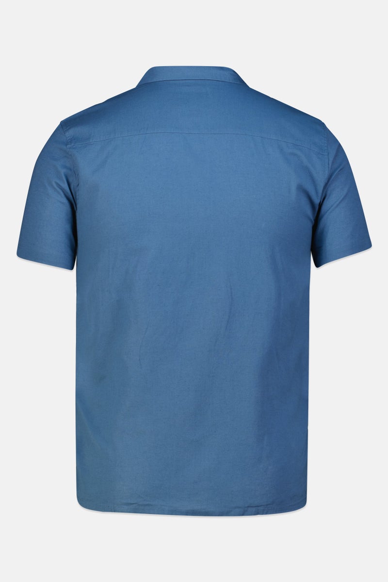 Threadbare Men Regular Fit Short Sleeve Embroidered Casual Shirt, Denim - Image 2