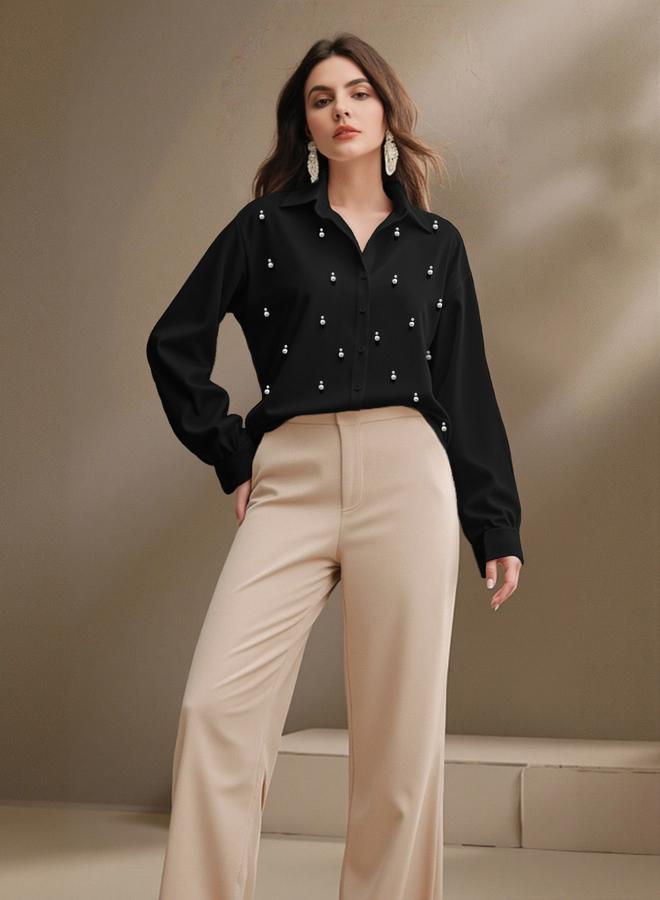 Take Two Women Black Embellished Long Sleeve Shirt - Image 3