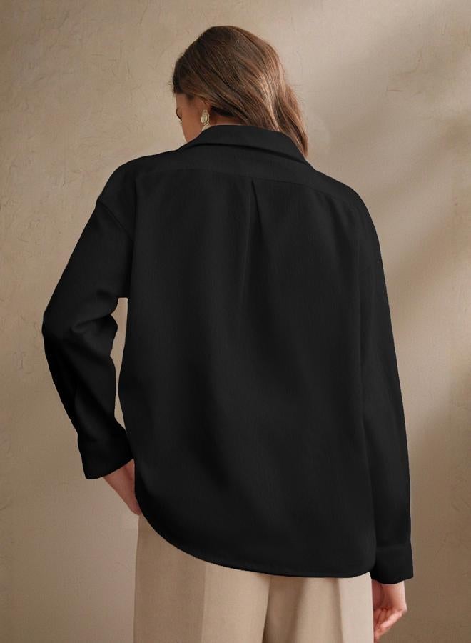 Take Two Women Black Embellished Long Sleeve Shirt - Image 4