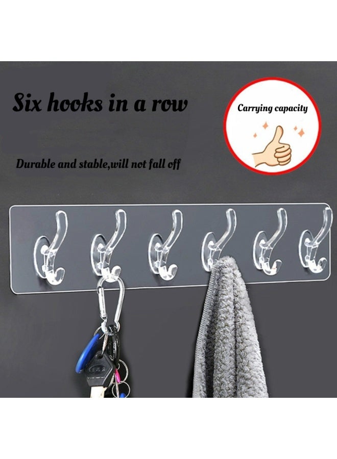 Punch-free wall-mounted strong six-row adhesive hook for door, kitchen shelf, warehouse, coat and hat load-bearing hook (5 pieces) - Image 5