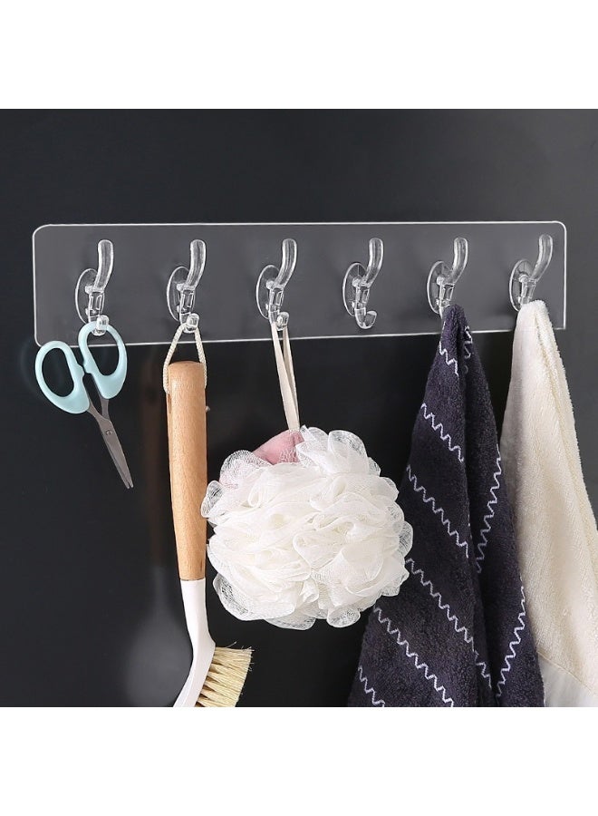 Punch-free wall-mounted strong six-row adhesive hook for door, kitchen shelf, warehouse, coat and hat load-bearing hook (5 pieces) - Image 3