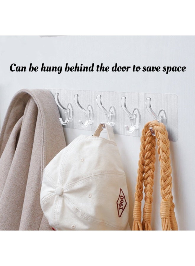 Punch-free wall-mounted strong six-row adhesive hook for door, kitchen shelf, warehouse, coat and hat load-bearing hook (5 pieces) - Image 4