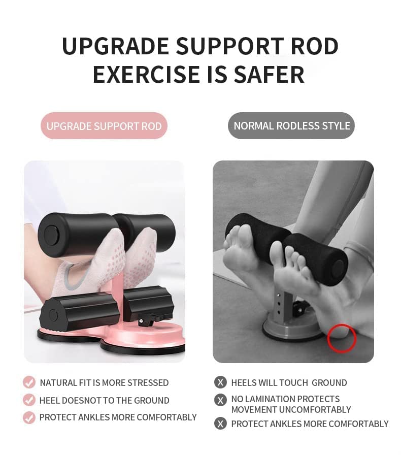 Gopendra Upgraded Double Suction Cups Sit Up Bar,Portable Sit-Up Assistant Device,Fixed Foot Abdominal Muscle Trainer Device, Portable Sit Up Bar with Foam Padded for Floor, Abs Home Workout(Black) - Image 3
