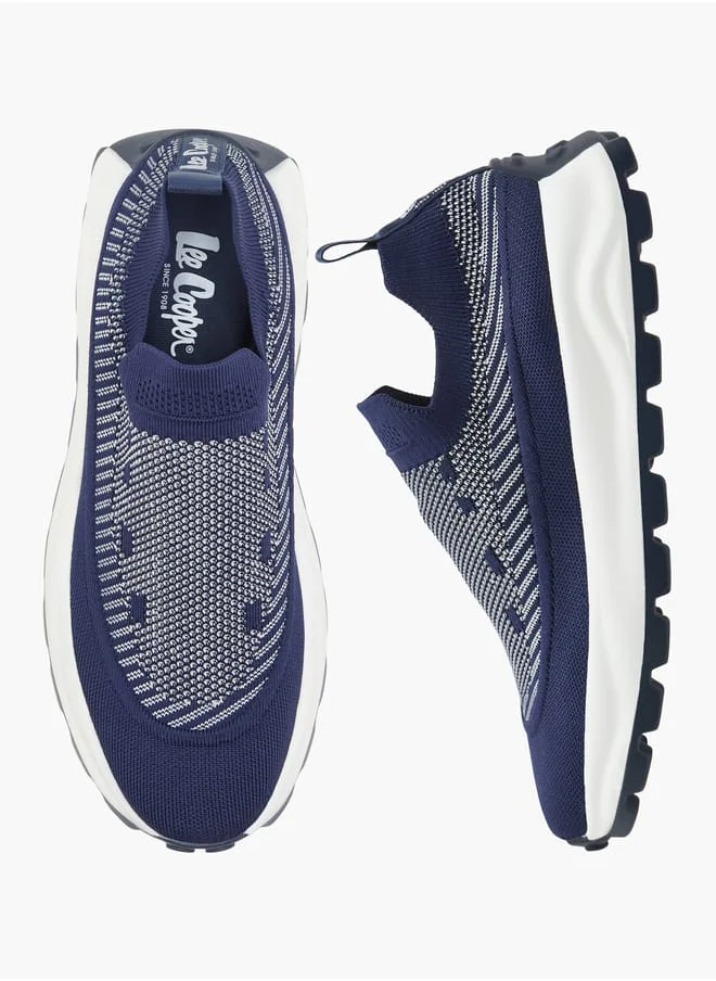 لي كوبر Men's Textured Slip-On Sneakers with Pull Tabs