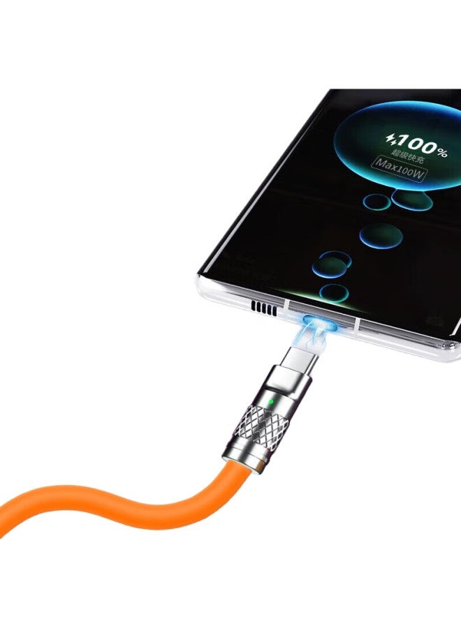 Oksj [High-Quality Silicone] Data Cable, Three-In Charging Cable, One-To 6A Fast Charging 100W Car Charger, Multifunctional Android Type-C Adapter For Huawei/Apple Honor Phones - Image 1
