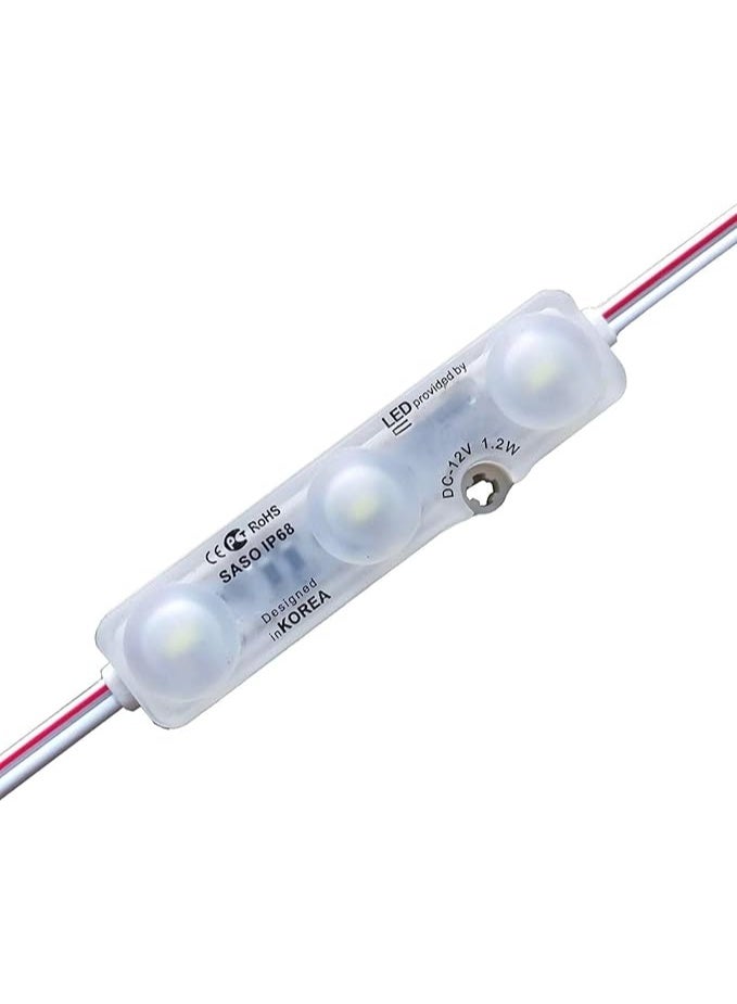 وحدة إضاءة LED بيضاء نقية 13000 كلفن | قدرة 1.5 واط، تعمل على 12 فولت تيار مستمر، مزودة بشريحة SMD 5730 عالية الكفاءة. مقاومة للماء بمعيار IP68، مناسبة لحروف اللافتات والإضاءة الزخرفية. 100 قطعة في العبوة - Image 1