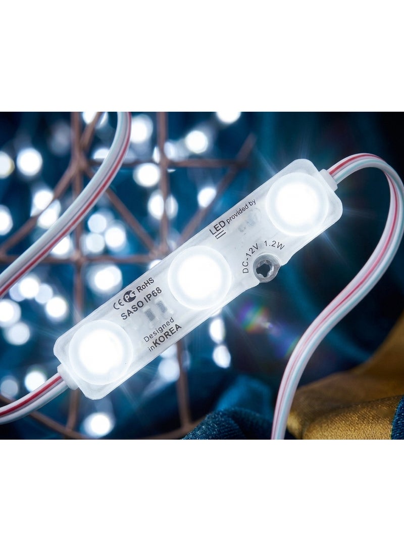 وحدة إضاءة LED بيضاء نقية 13000 كلفن | قدرة 1.5 واط، تعمل على 12 فولت تيار مستمر، مزودة بشريحة SMD 5730 عالية الكفاءة. مقاومة للماء بمعيار IP68، مناسبة لحروف اللافتات والإضاءة الزخرفية. 100 قطعة في العبوة - Image 3