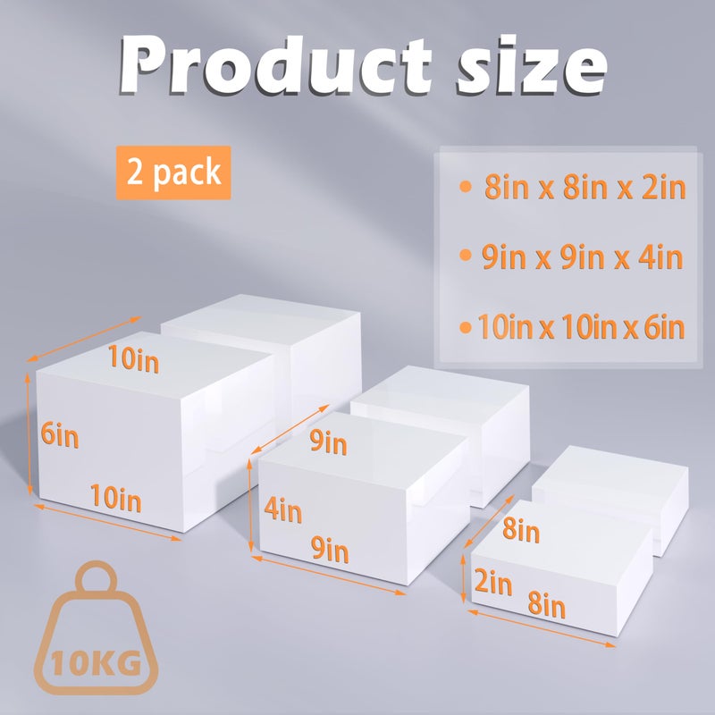 PITBVO Buffet Risers, Food Display Risers for Party, Glossy White Acrylic Risers Display Stand for Buffet Table, Catering Displays for Dessert, Cube Box Nesting Riser with Hollow Bottoms (8"x9"x10" 6PCS) - Image 5