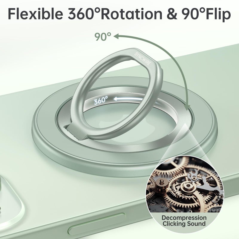 SYNCWIRE Magnetic Phone Ring Holder for MagSafe, 360Â° Rotation Cell Phone Grip Stand Finger Ring Kickstand Two-Sided Magnet Compatible with iPhone 17 Pro Max 16 15 14 13 12 MagSafe Accessories - Image 2