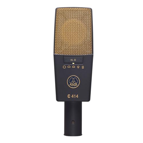 AKG Pro Audio C414 XLII Studio Grade Professional Large Diaphragm, Dual-Capsule, Vocal and Instrument Condenser Microphone with Rugged Aluminum Carrying Case. XLR Connector. Gray with Gold - Image 1