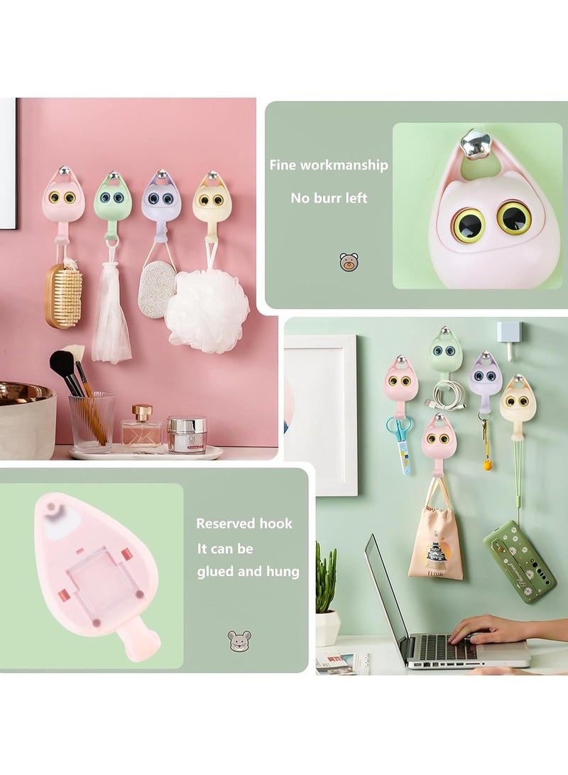 Joybos 4Pcs Creative Winking Cat Adhesive Coat Hook Cute Multifunctional Cat Hooks for Hanging Towels, Hats, Coats, Bags, Belts, Keys - Wall Hanging Decorations, Carry Up to 5.5 LBS(4 Color)  - Image 3
