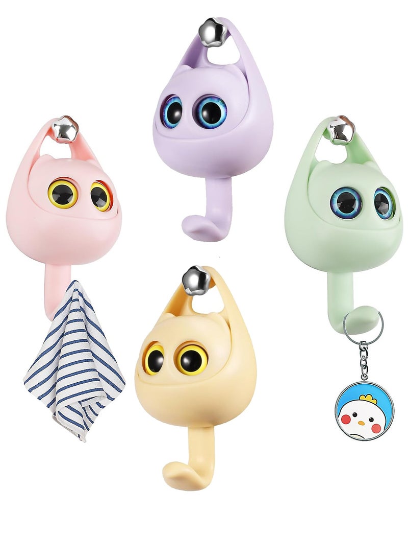 Joybos 4Pcs Creative Winking Cat Adhesive Coat Hook Cute Multifunctional Cat Hooks for Hanging Towels, Hats, Coats, Bags, Belts, Keys - Wall Hanging Decorations, Carry Up to 5.5 LBS(4 Color)  - Image 1