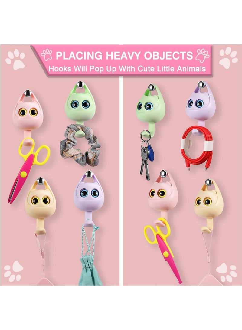 Joybos 4Pcs Creative Winking Cat Adhesive Coat Hook Cute Multifunctional Cat Hooks for Hanging Towels, Hats, Coats, Bags, Belts, Keys - Wall Hanging Decorations, Carry Up to 5.5 LBS(4 Color)  - Image 2
