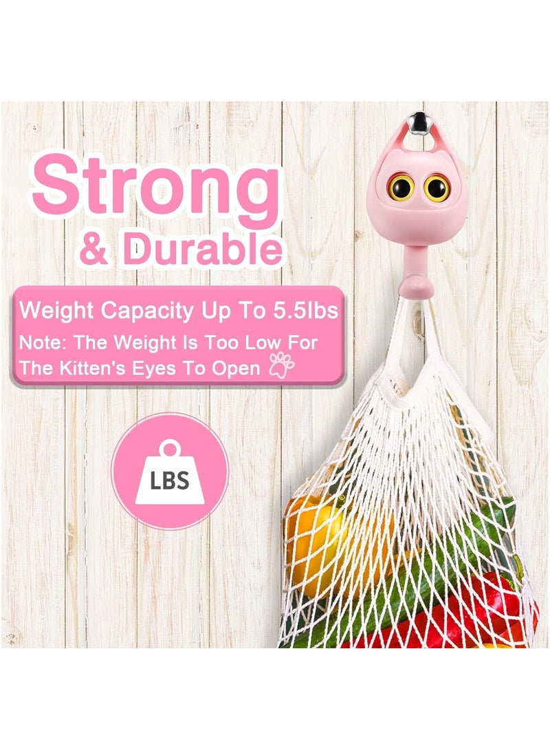 Joybos 4Pcs Creative Winking Cat Adhesive Coat Hook Cute Multifunctional Cat Hooks for Hanging Towels, Hats, Coats, Bags, Belts, Keys - Wall Hanging Decorations, Carry Up to 5.5 LBS(4 Color)  - Image 5