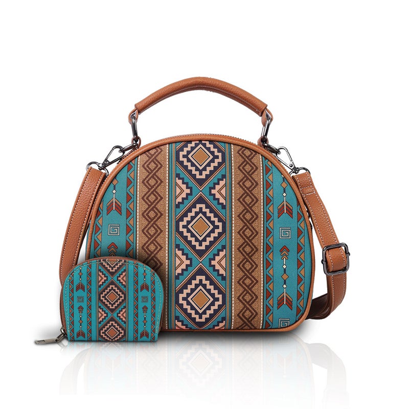 2025 cross-border new Bohemian style two-piece shell handbag large capacity suitable for work commuter bag Turquoise green