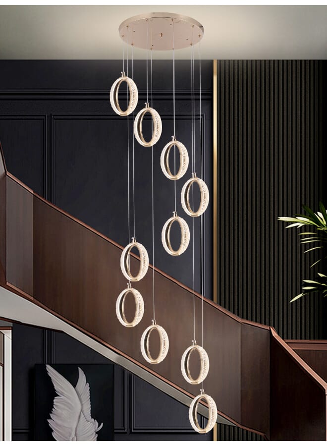 Best Power Modern LED Staircase Chandelier 6170-10 – 10-Lamp Hanging Light with 3 Lighting Levels – 50W Energy-Efficient Ceiling Light with 250cm Adjustable Length for Staircases, High Ceilings, and Modern Interiors - Image 2