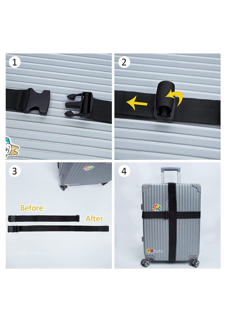 KASTWAVE Luggage Straps Suitcase Belts Wide Adjustable Packing Straps Travel Accessories, Suitcase Belts, Packing Straps Travel Belts Accessories for Business Traveling Packing, Multicolored, 4 PCS 74 x 2 Inch  - Image 3