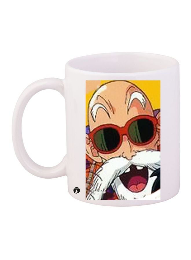 RYN Master Roshi Printed Coffee Mug White/Yellow/Beige 11ounce