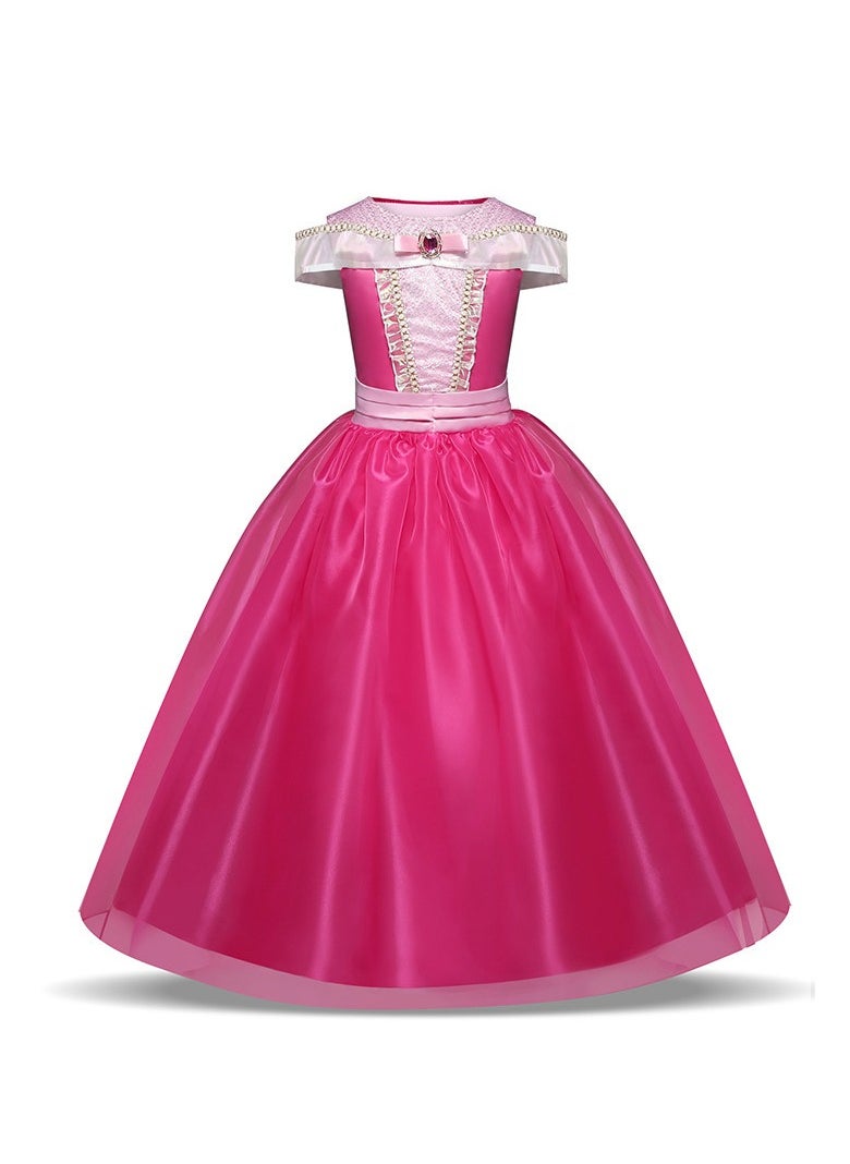Beauenty 2024 Costumes for Girls Cosplay Princess Off Shoulder Long Princess Layered Outfits Clothes Dress Up for Little Girls 6-8Y With 7 Accessories (140cm)  - Image 2