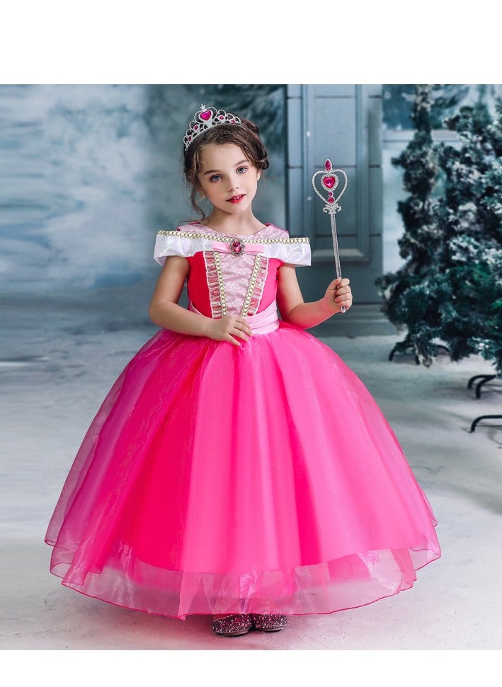 Beauenty 2024 Costumes for Girls Cosplay Princess Off Shoulder Long Princess Layered Outfits Clothes Dress Up for Little Girls 6-8Y With 7 Accessories (140cm)  - Image 5