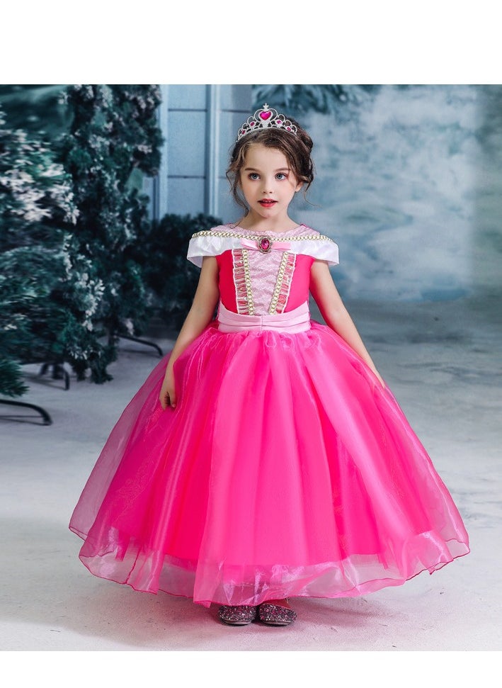 Beauenty 2024 Costumes for Girls Cosplay Princess Off Shoulder Long Princess Layered Outfits Clothes Dress Up for Little Girls 6-8Y With 7 Accessories (140cm)  - Image 3