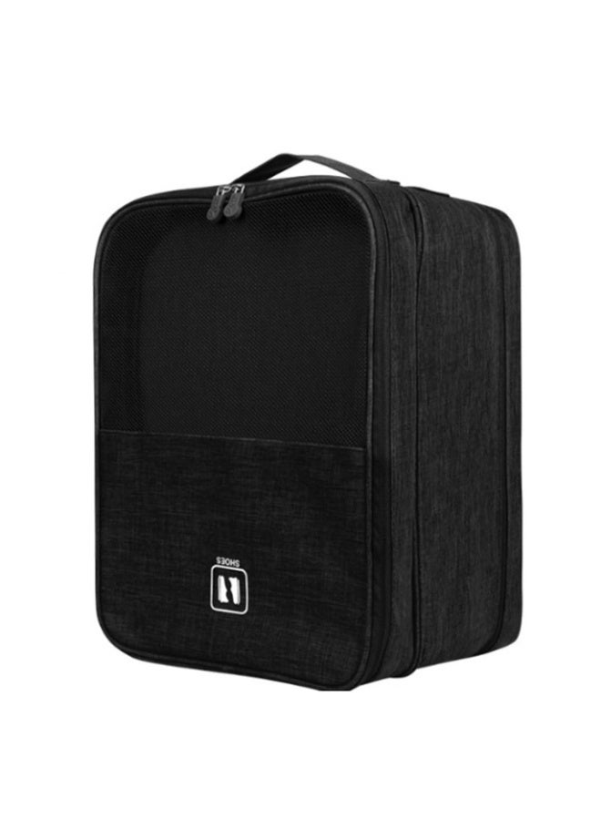 3-in-1 Travel Shoe Organizer - Waterproof Foldable Storage Bags with Dry/Wet Separation (Black) - Image 1