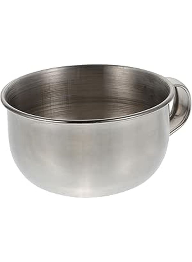 Stainless Steel Men Shaving Bowl With Handle Smooth Edge Silver Portable - Image 1