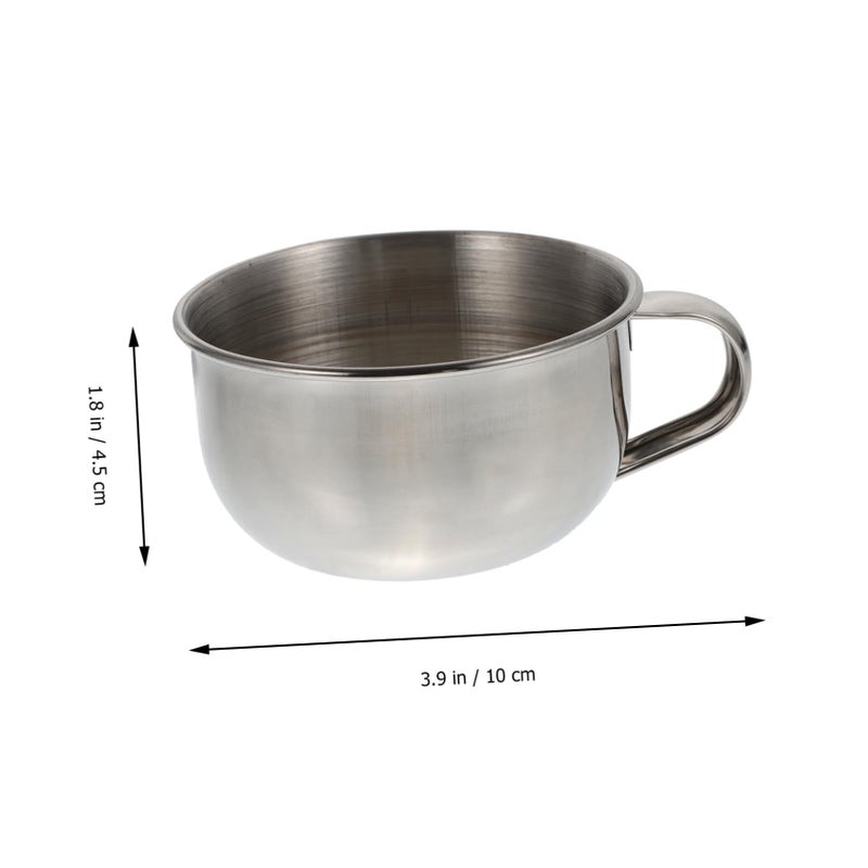 Stainless Steel Men Shaving Bowl With Handle Smooth Edge Silver Portable - Image 4