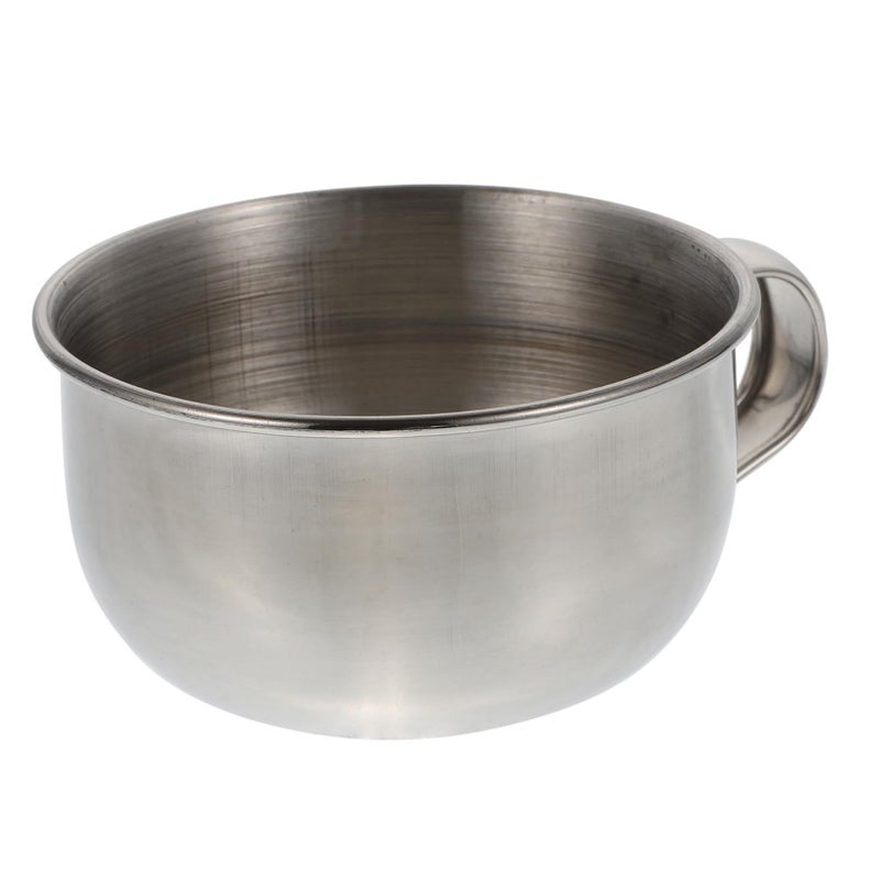 Stainless Steel Men Shaving Bowl With Handle Smooth Edge Silver Portable - Image 2