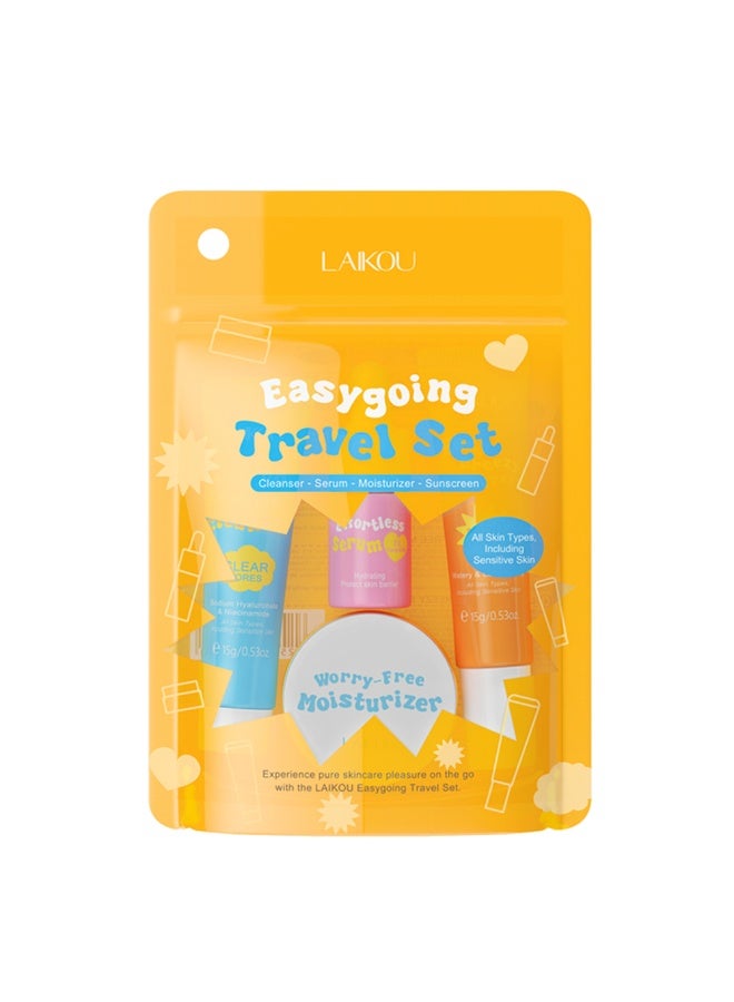 Laikou Easygoing Travel Set ( Cleanser - Serum - Moisturizer - Suncreen ) - Image 1