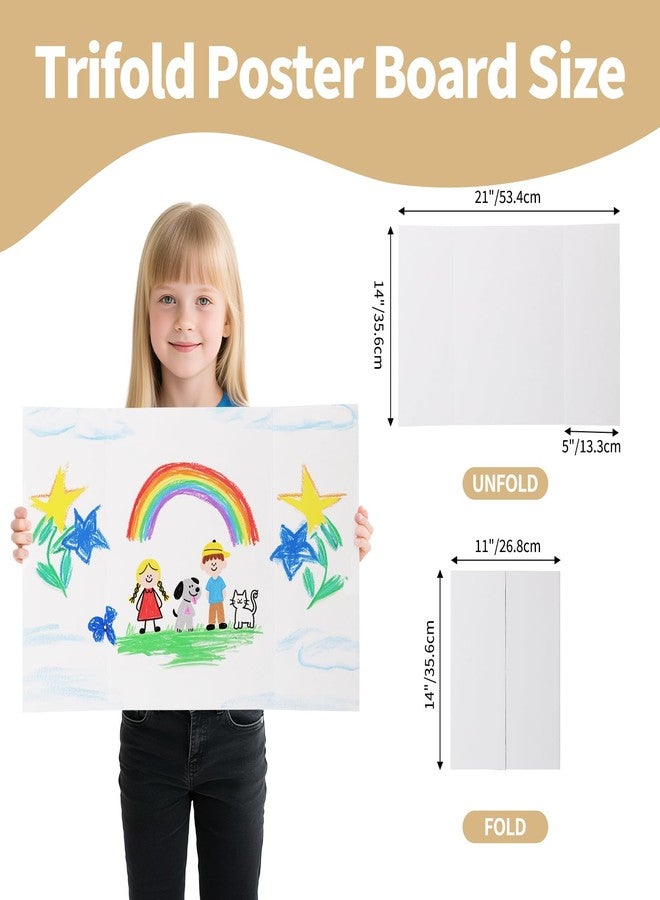CRUGLA Trifold Poster Board - 5 Pack, 21 x 14 White Corrugated Presentation Display Boards for Science Fairs, School Projects, Exhibitions, and Office Presentations - Image 2