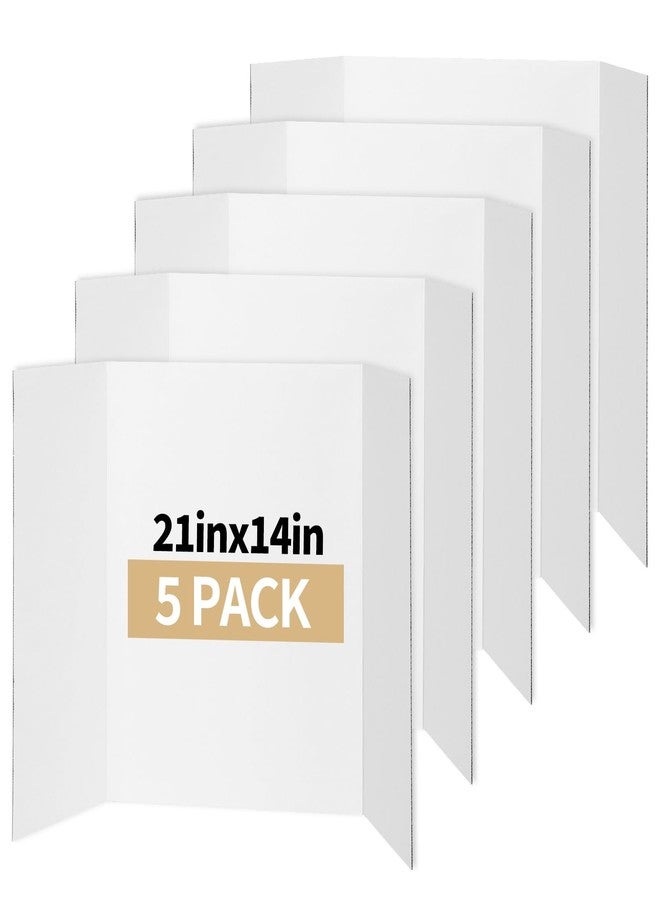 CRUGLA Trifold Poster Board - 5 Pack, 21 x 14 White Corrugated Presentation Display Boards for Science Fairs, School Projects, Exhibitions, and Office Presentations - Image 1
