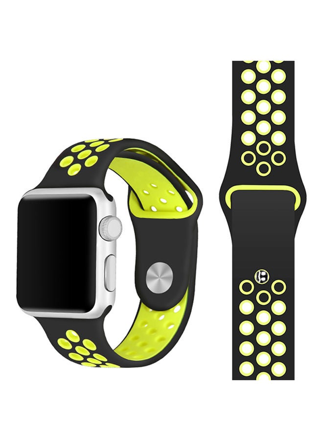 NIBEMINENT Replacement Band For Apple Watch Series 4 42 mm Black/Fluorescent Yellow - Image 3