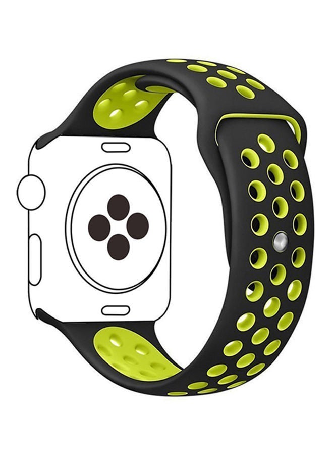 NIBEMINENT Replacement Band For Apple Watch Series 4 42 mm Black/Fluorescent Yellow - Image 2