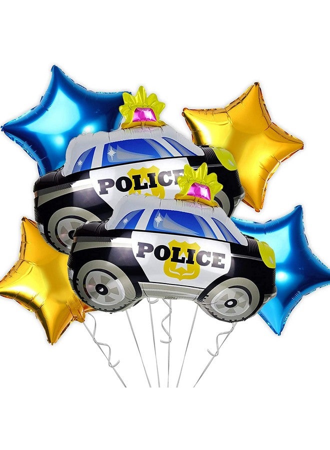Atpata Funky Police Patrol Car Foil Balloons Set (Pack of 6pcs.) for Police theme Party Decorations - Image 1