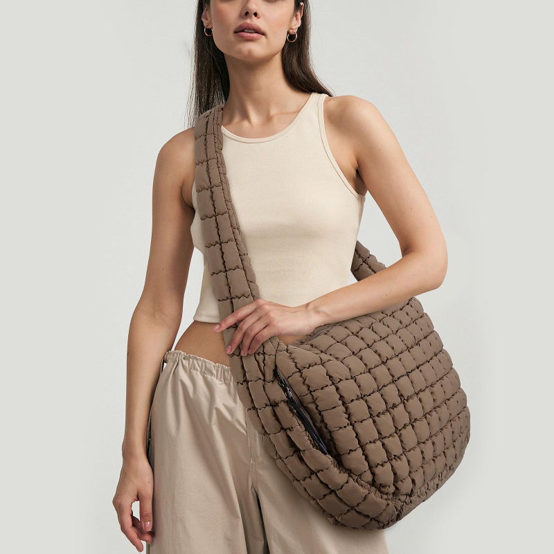 Juoxeepy Quilted Tote Bag Large Quilted Carryall Puffer Shoulder Bag Lightweight Puffy Padding Hobo Bags Puffy Bags - Image 3