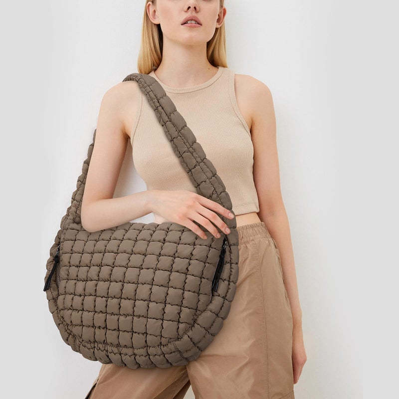 Juoxeepy Quilted Tote Bag Large Quilted Carryall Puffer Shoulder Bag Lightweight Puffy Padding Hobo Bags Puffy Bags - Image 2