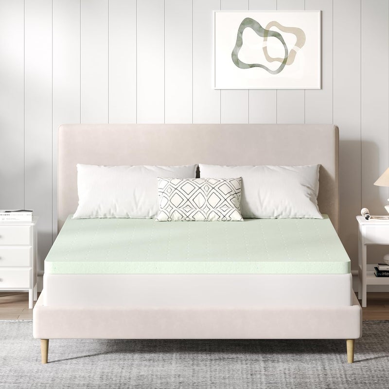 وسادة نوم نوفيللا كينغ 3 إنش من رغوة الذاكرة الهلامية لتجربة نوم باردة وتخفيف الضغط وسادة كينغ في علبة معتمدة من CertiPURUS رغوة خضراء